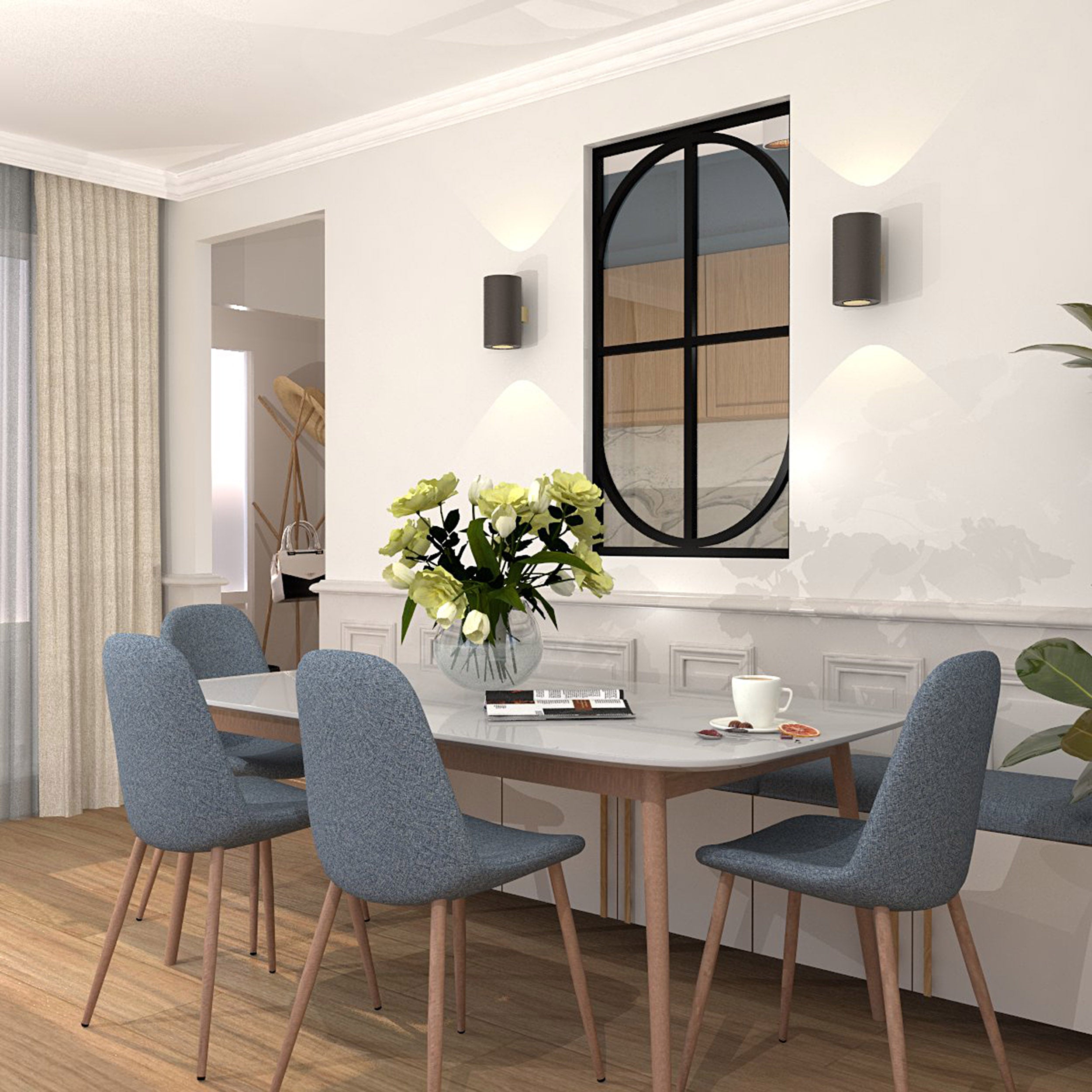 Verrière aluminium 2 vitrages Clair, 4 arches et 2 traverses horizontales décorative