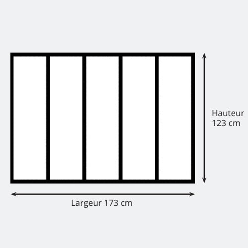 Verrière 5 vitrages clair, L 173 x H 123 cm, Noir.